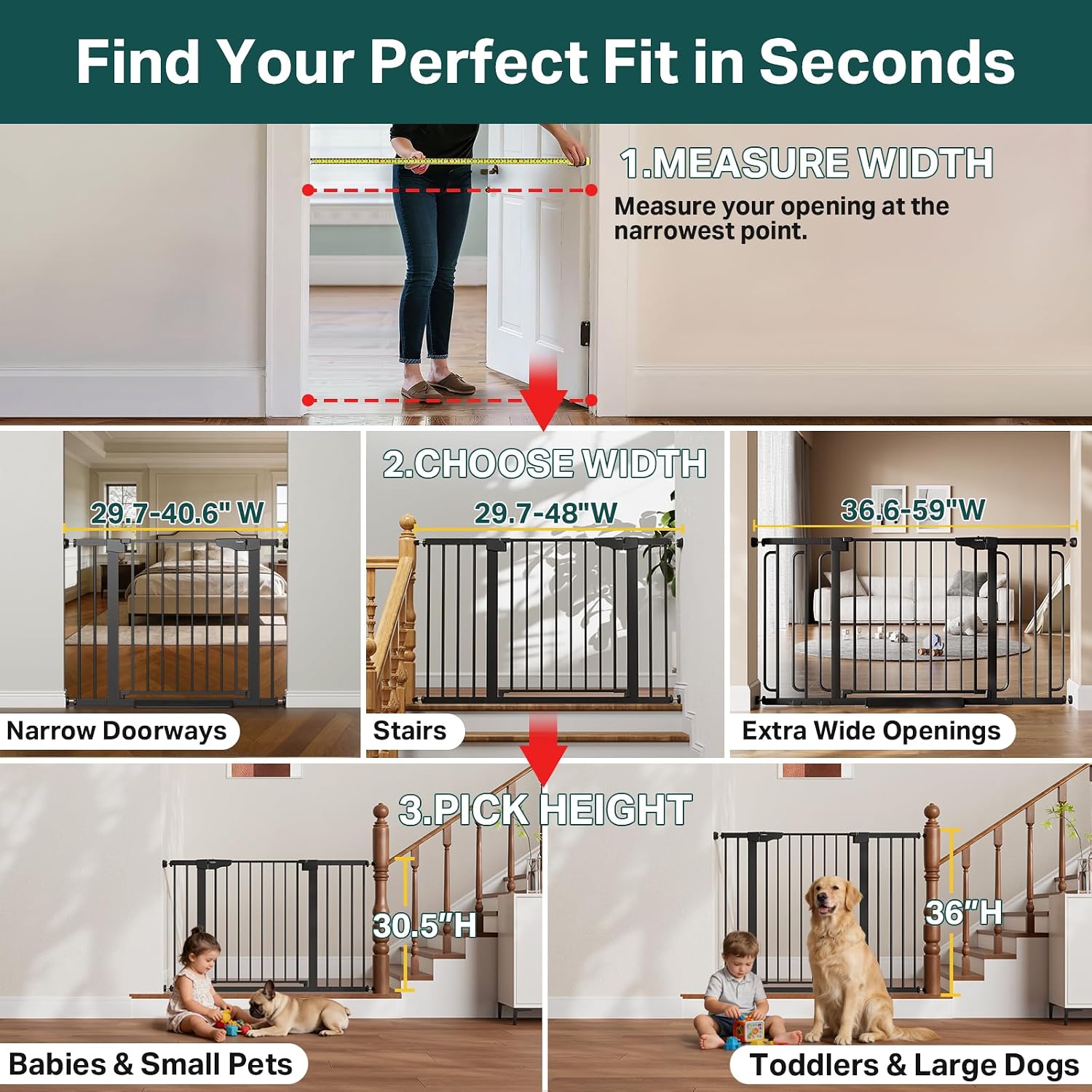 Detalle de Cumbor Baby Gate 29.7–40.6 in 🚪