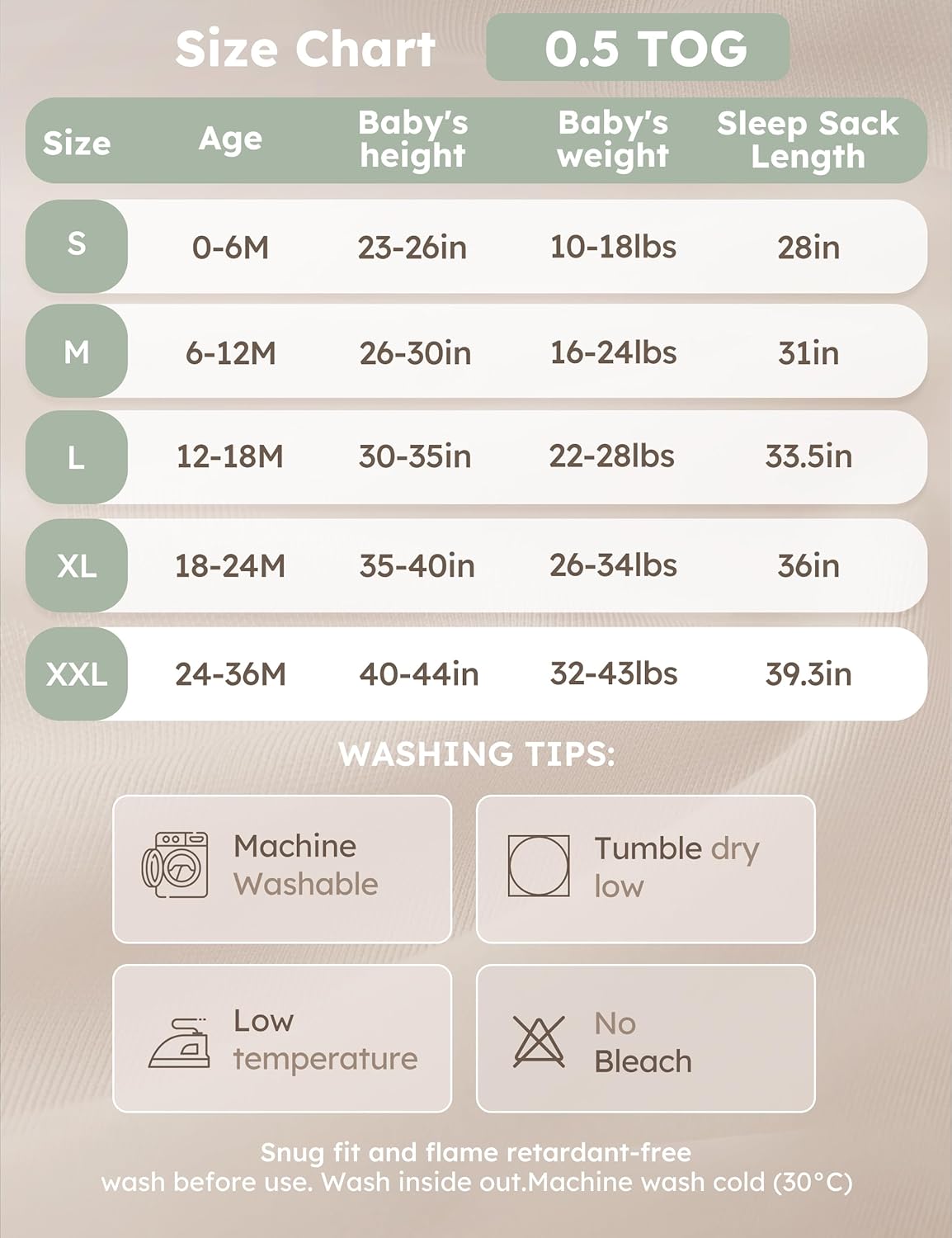 Thumbnail 5 de Yoofoss Baby Sleep Sack 0.5 TOG M 6-12 Months