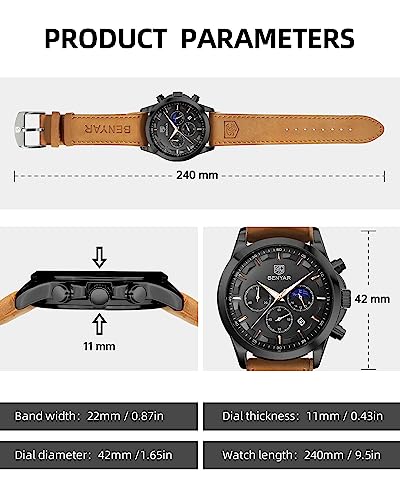 Detalle 2 de Montre BY BENYAR homme chrono étanche cuir