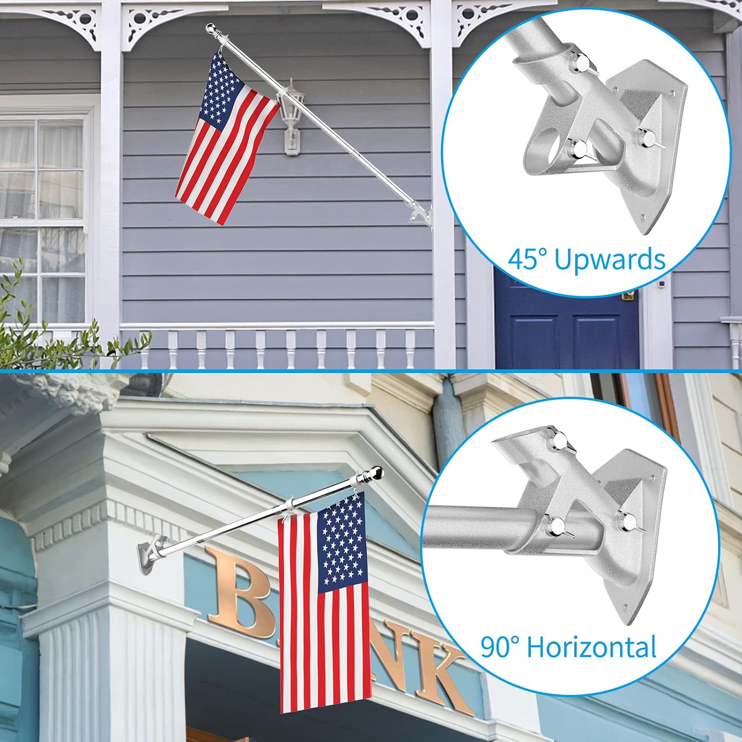 Detalle 2 de ZMTECH ZM-FP-S/6/1 6-Foot Stainless Steel Flagpole Kit with Adjustable Bracket