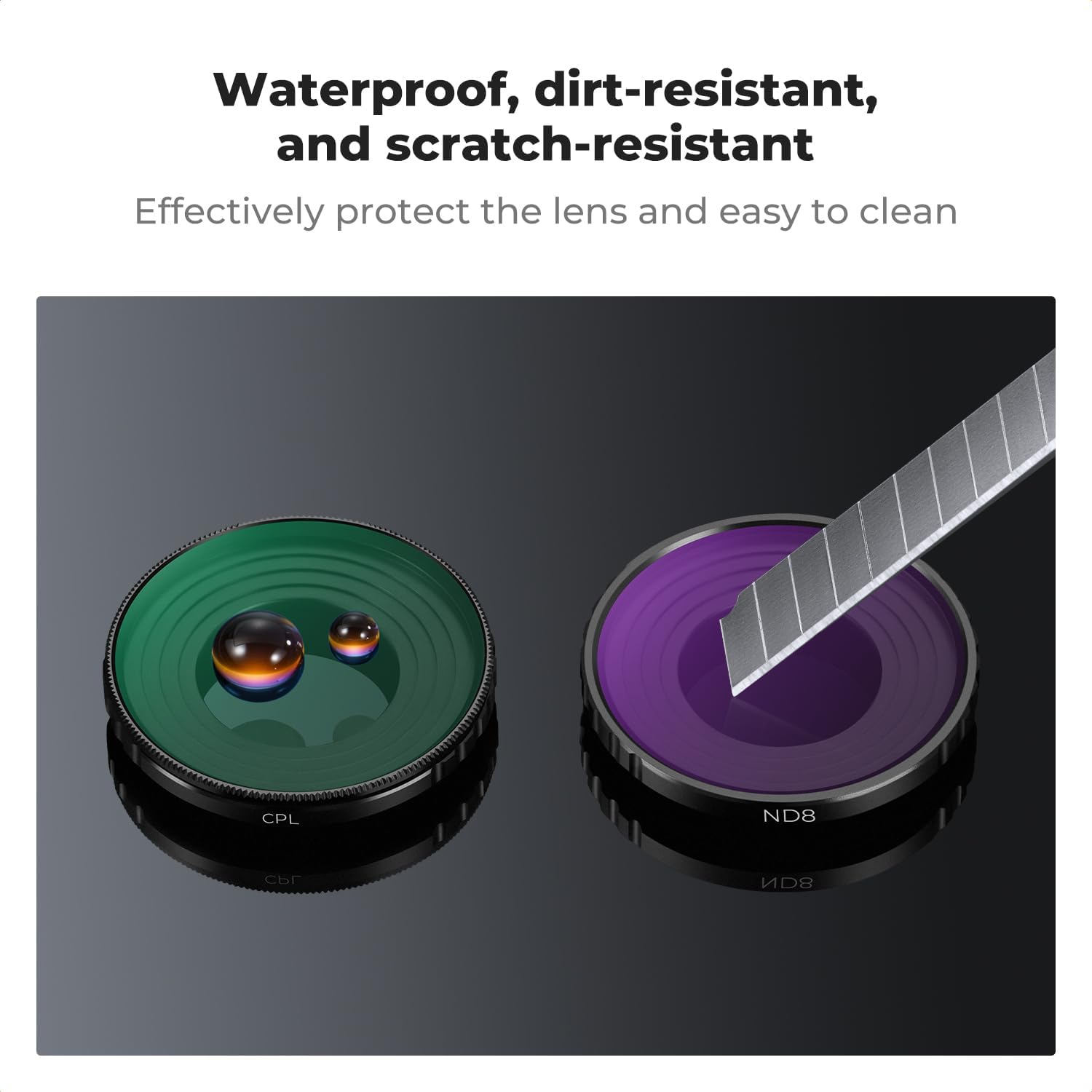 Detalle 2 de K&F Concept 4-Pack Filters for DJI Osmo Action 5 Pro & Action 4: CPL, ND8, ND16, ND32