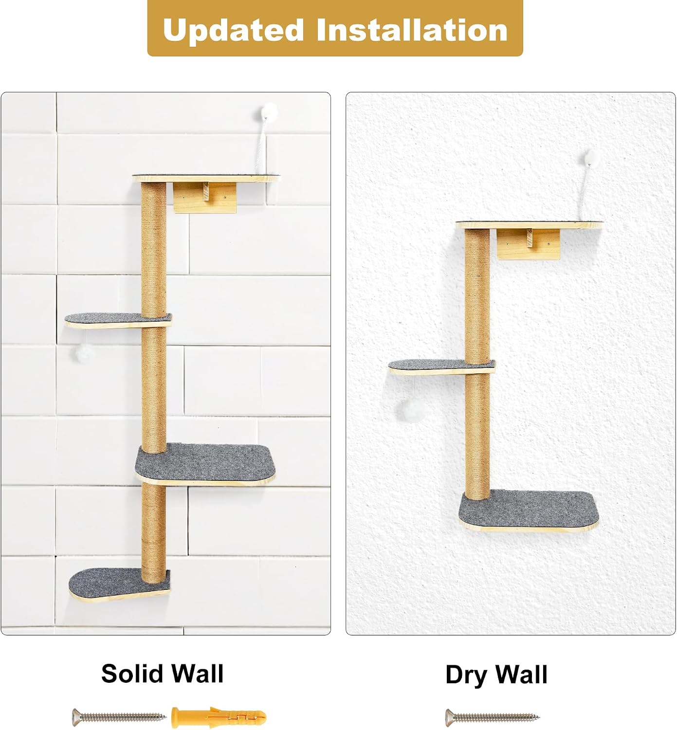Thumbnail 6 de Wall-Mounted Cat Tree 125cm — 4‑Tier Cat Tower 🐱