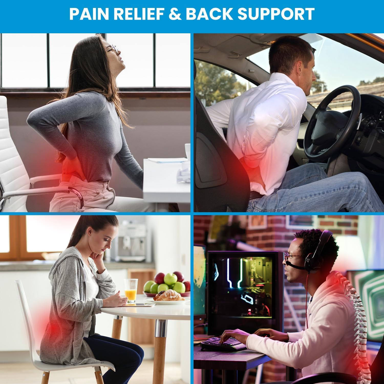 Detalle 2 de Qutool Lumbar Support Pillow 12.6x15.4x3.5