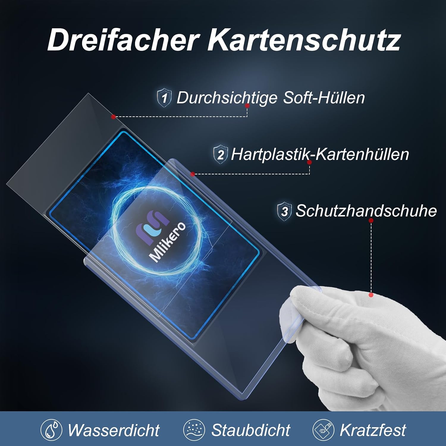 Thumbnail 4 de Mlikero 400 Kartenhüllen 3x4 Zoll – Hartkartenhüllen inkl. 200 Hartkartenhüllen und 200 Transparente Hüllen