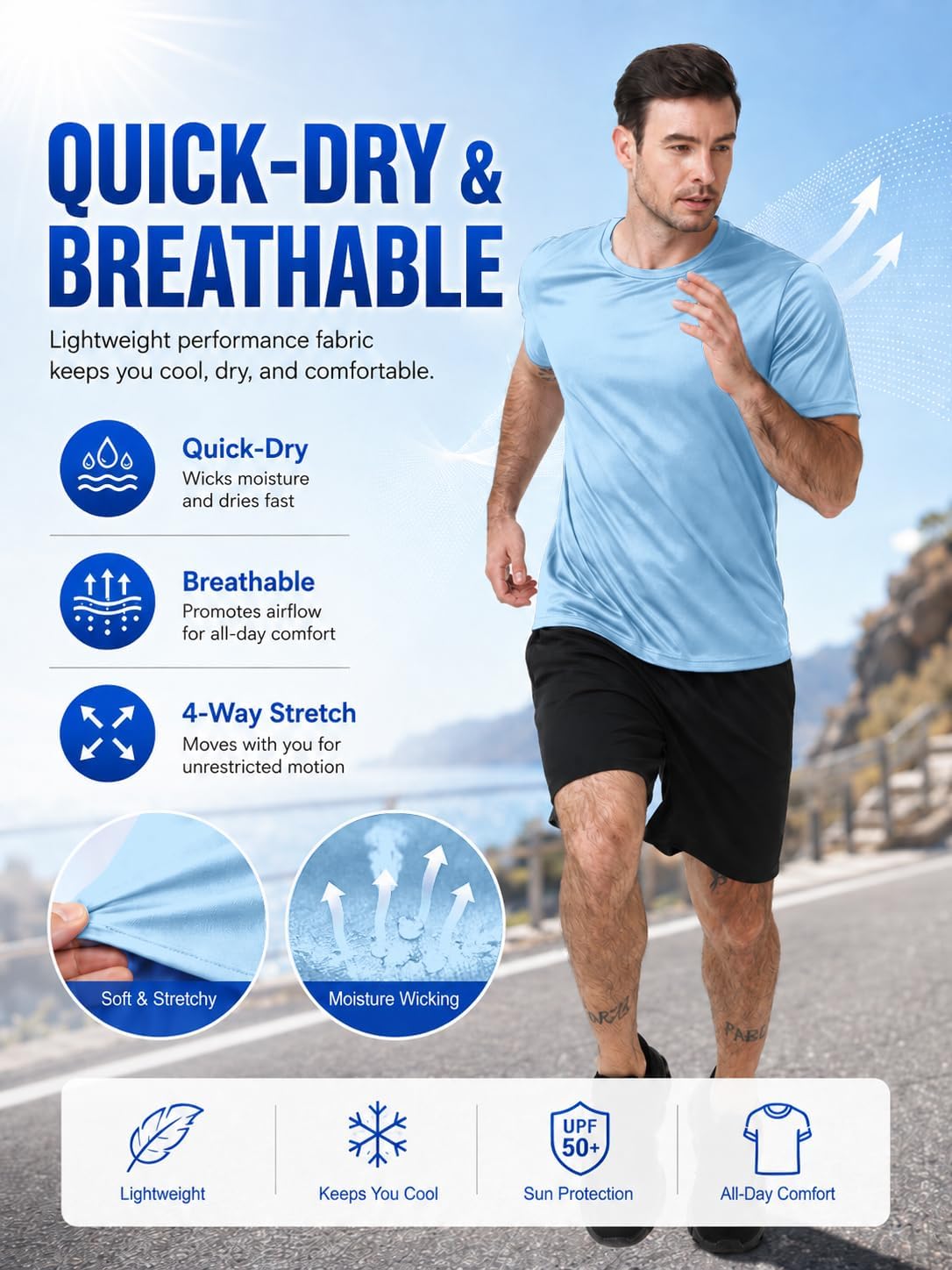 Thumbnail 4 de ZITY 5-Pack Men’s UPF 50+ Sun Protection T-Shirts (Athletic Fit, Fast Dry, Breathable)