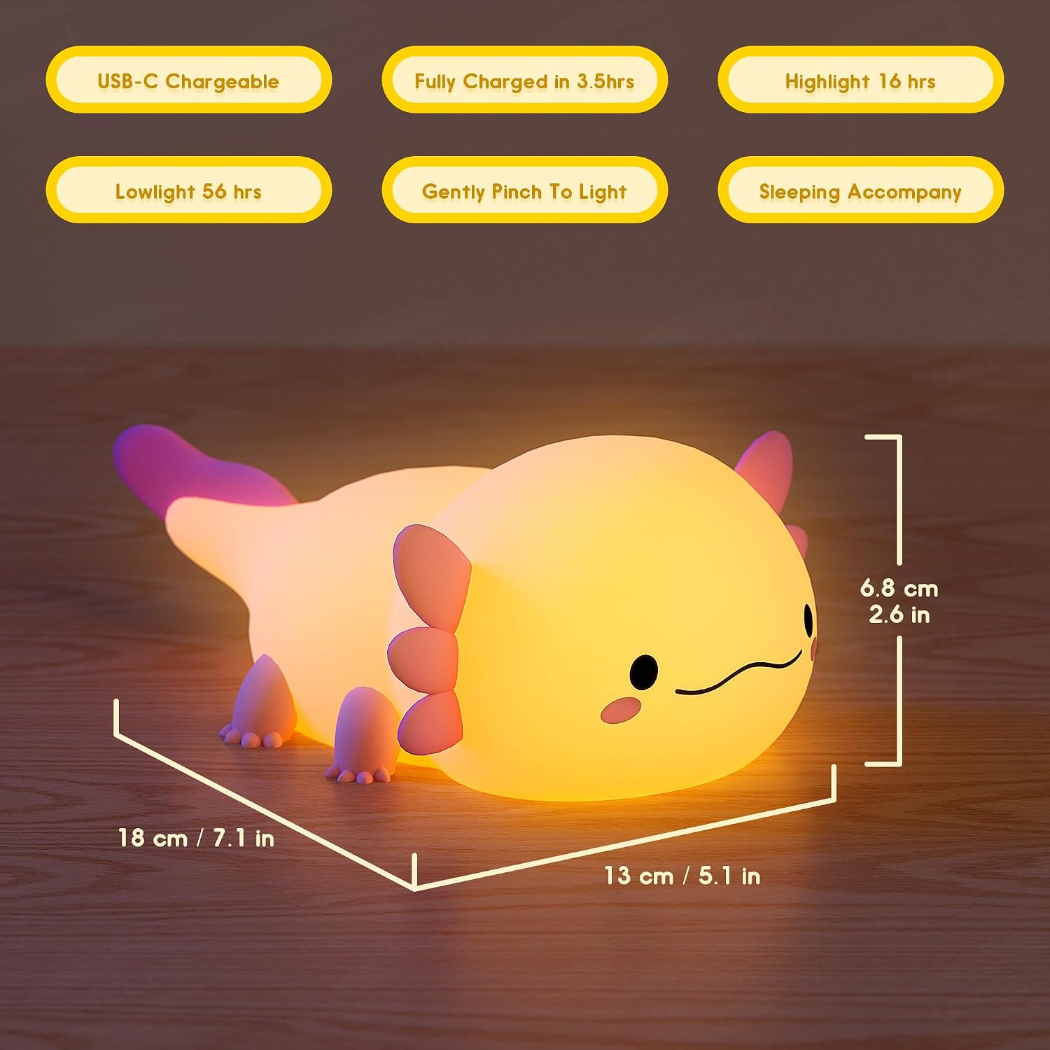 Thumbnail 5 de UNEEDE Axolotl Nachtlicht 1200 mAh 🎀
