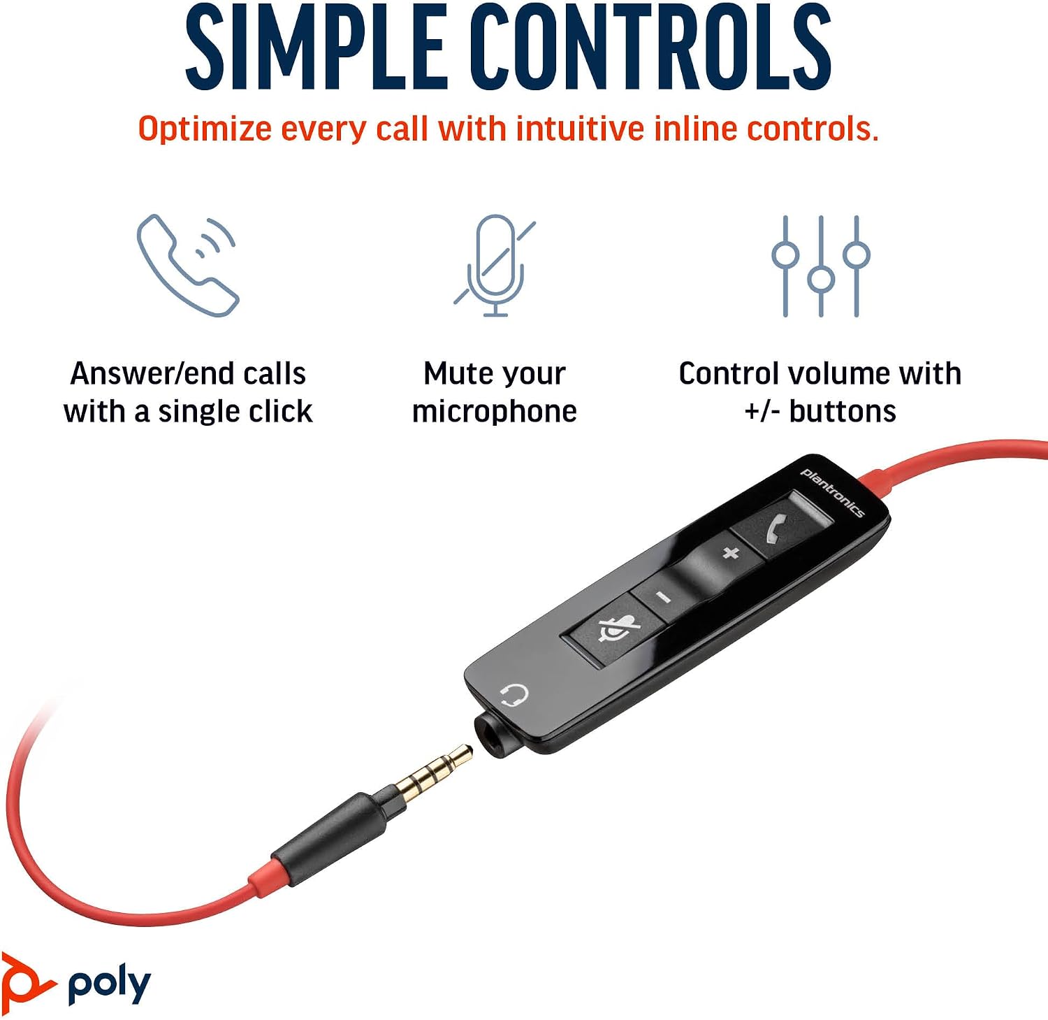 Detalle 2 de Poly Blackwire 5210 Wired Headset, Single-Ear with USB-C and Noise-Cancelling Mic