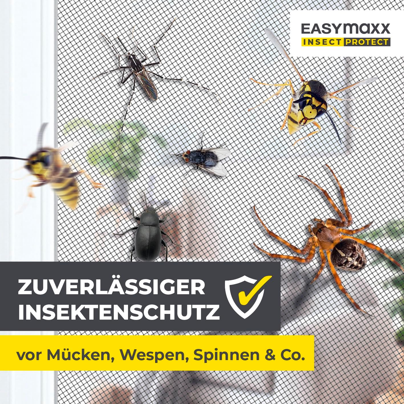 Thumbnail 2 de EASYmaxx Insect Protect Teleskop-Insektenschutzgitter für Fenster mit vormontiertem Rahmen (anthrazit)