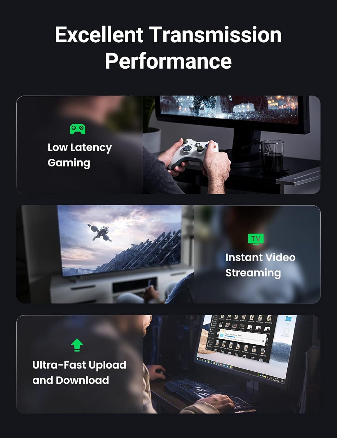 Thumbnail 3 de UGREEN Ethernet Cable 3M: High‑Speed Cat 6 Gigabit Network Cable