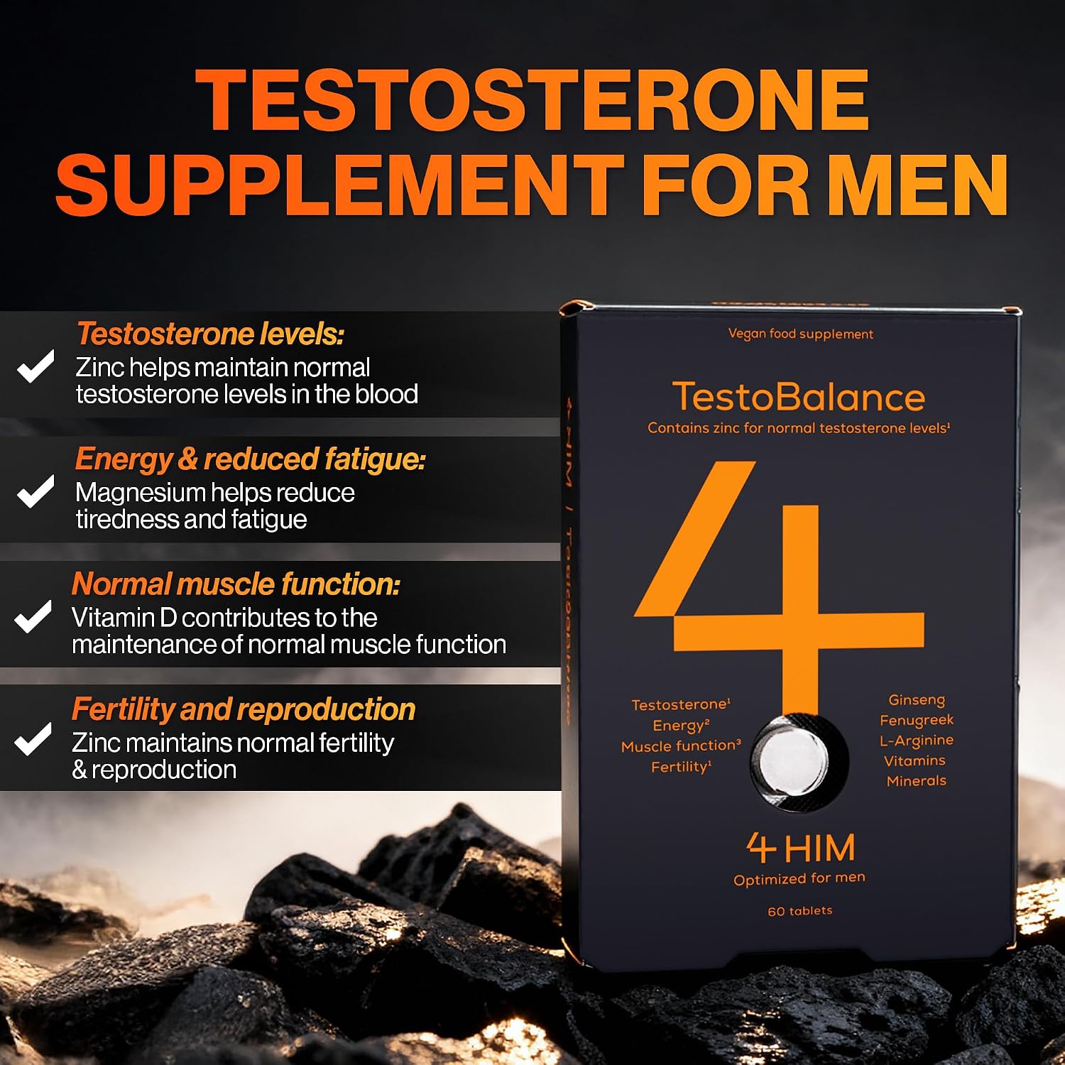 Detalle 2 de 4 HIM TestoBalance Zinc for Normal Testosterone, 60 Tablets