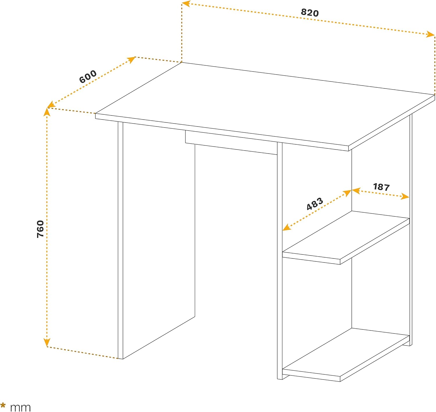 Detalle de RICOO Bureau avec Rangement WM089-PL 82 × 76 × 60 cm – Petit Gris