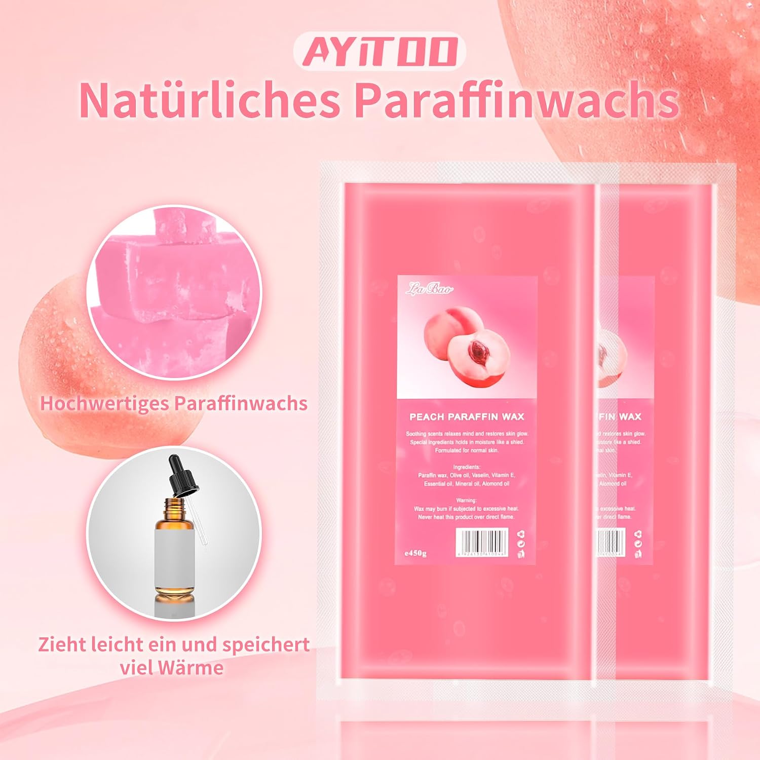 Detalle de AYITOO Paraffinwachs Peach 2700 g