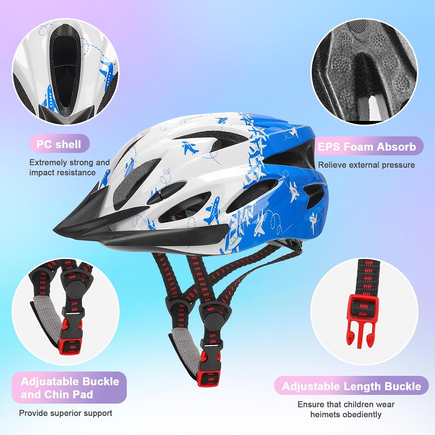 Detalle 2 de Zamufo Kids Bike Helmet for Age 8-15 with Visor – Lightweight, Adjustable, 54-59cm
