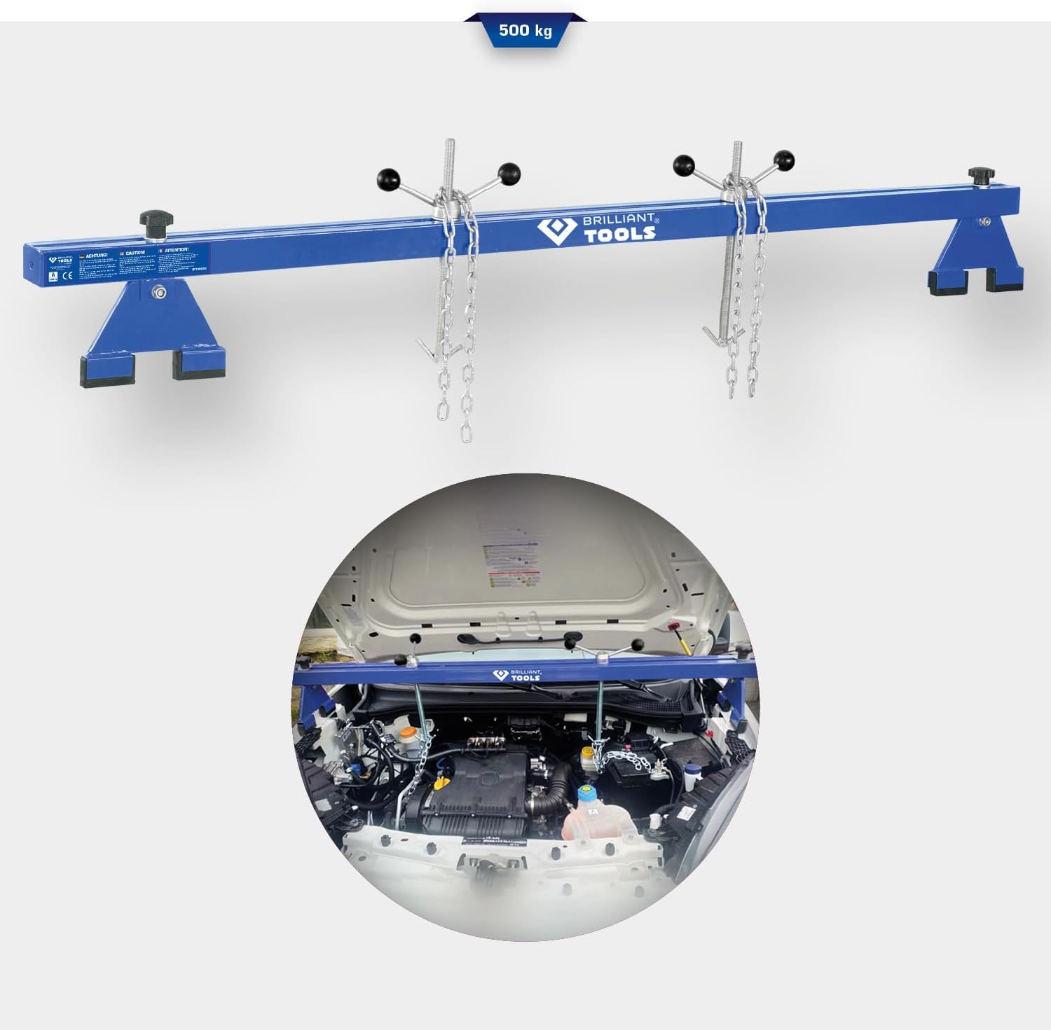 Detalle de BRILLIANT TOOLS BT180005 motorbrug tot 500 kg met verstelbare haken
