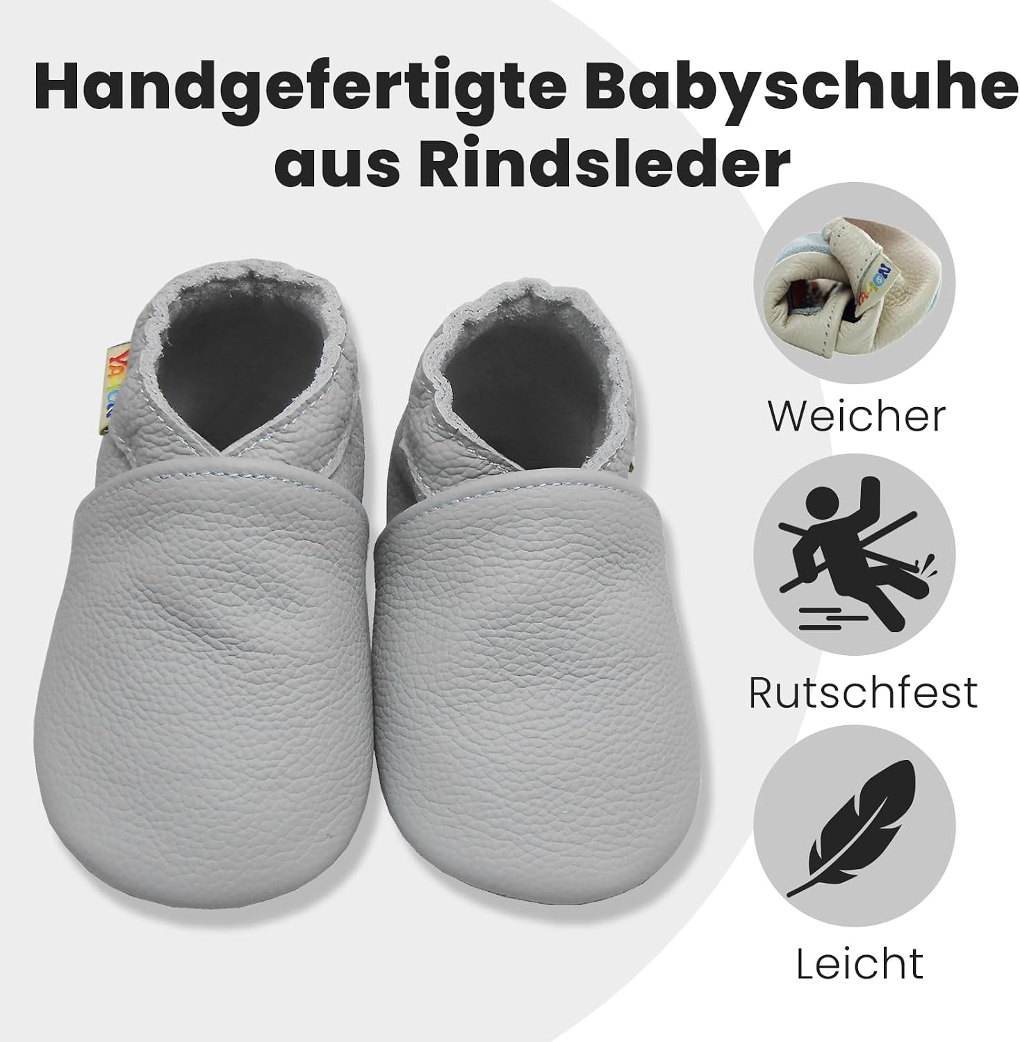 Detalle 1 de YALION Baby Weicher Leder Lauflernschuh
