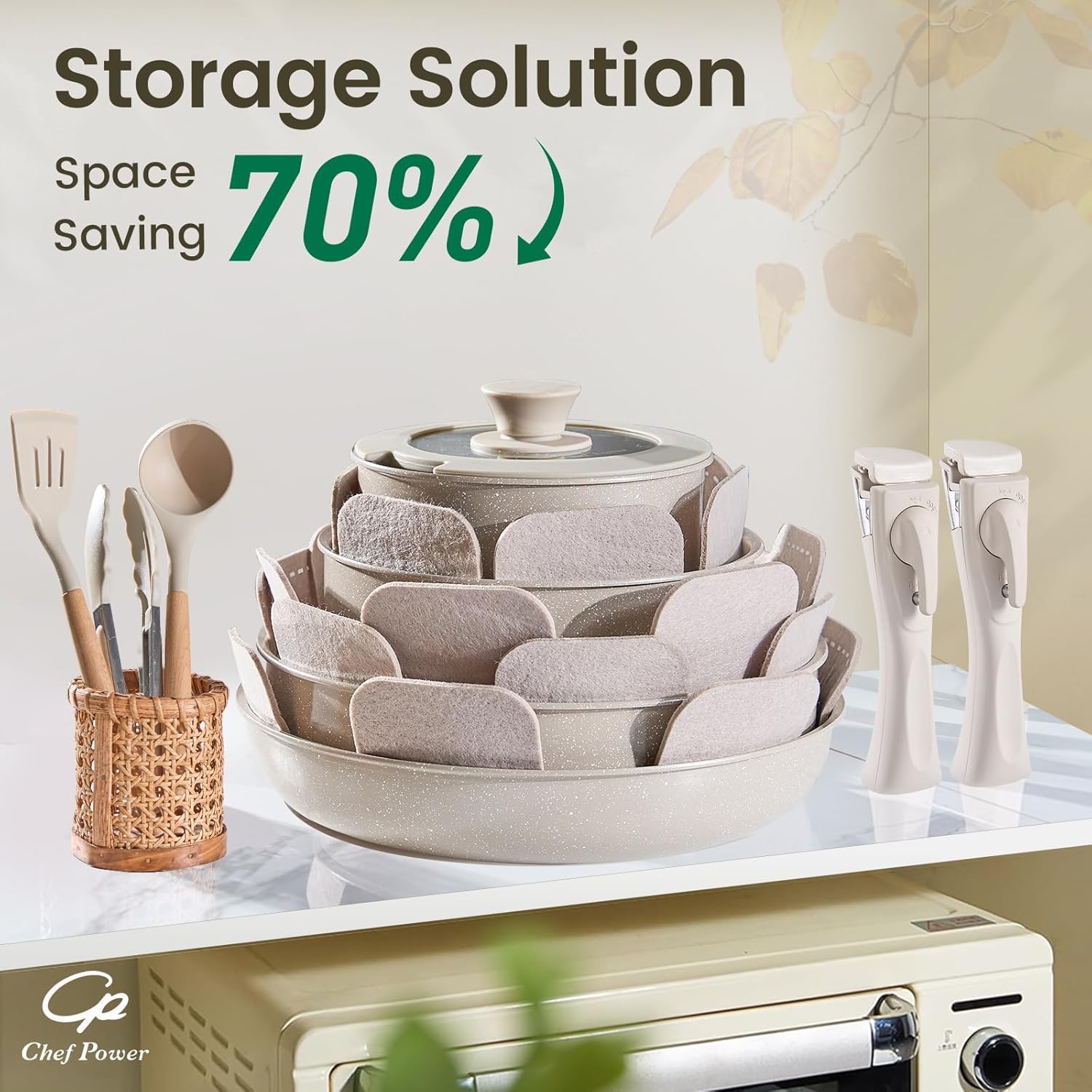Thumbnail 2 de Chef Power Ceramic Nonstick Cookware Set 19-Piece