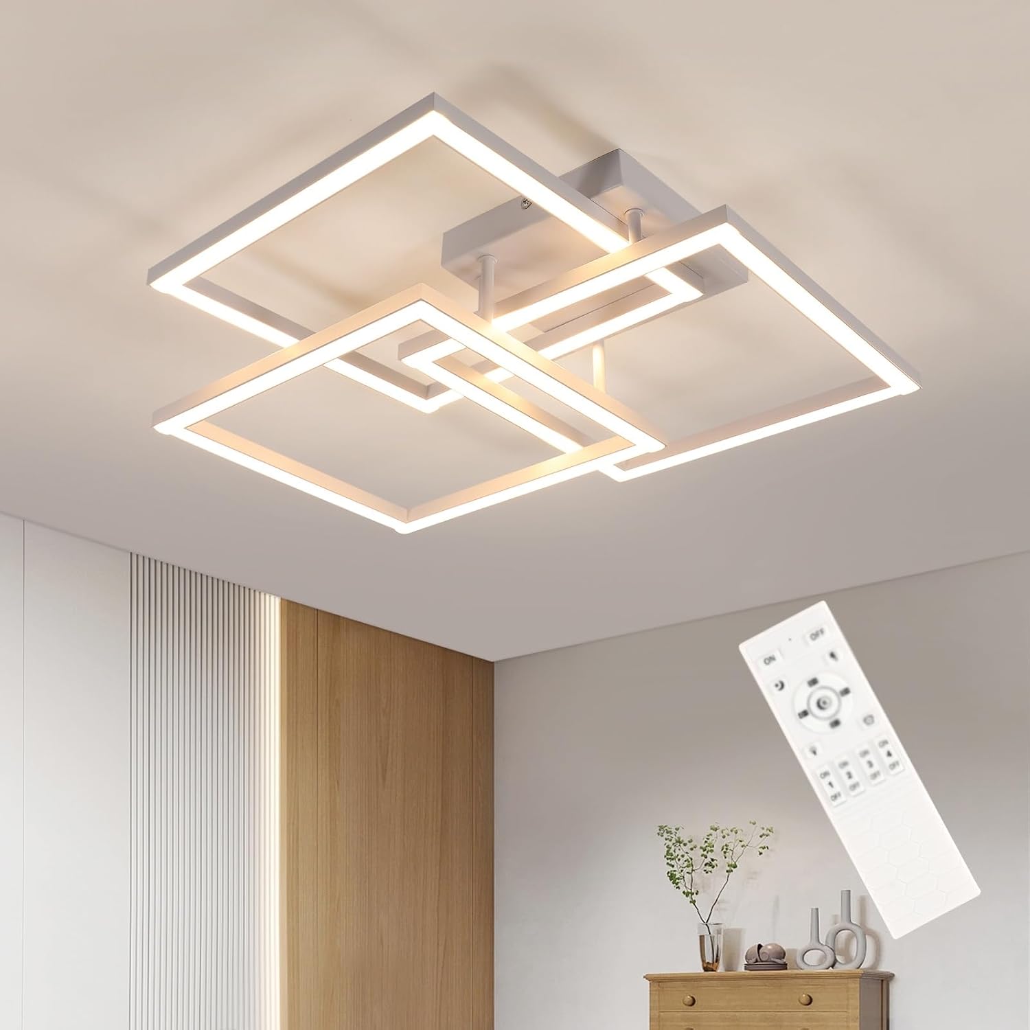 Detalle de DELIPOP SK-XLKN-9 dimbare LED-plafondlamp 62 cm, 40 W, 4500 lm