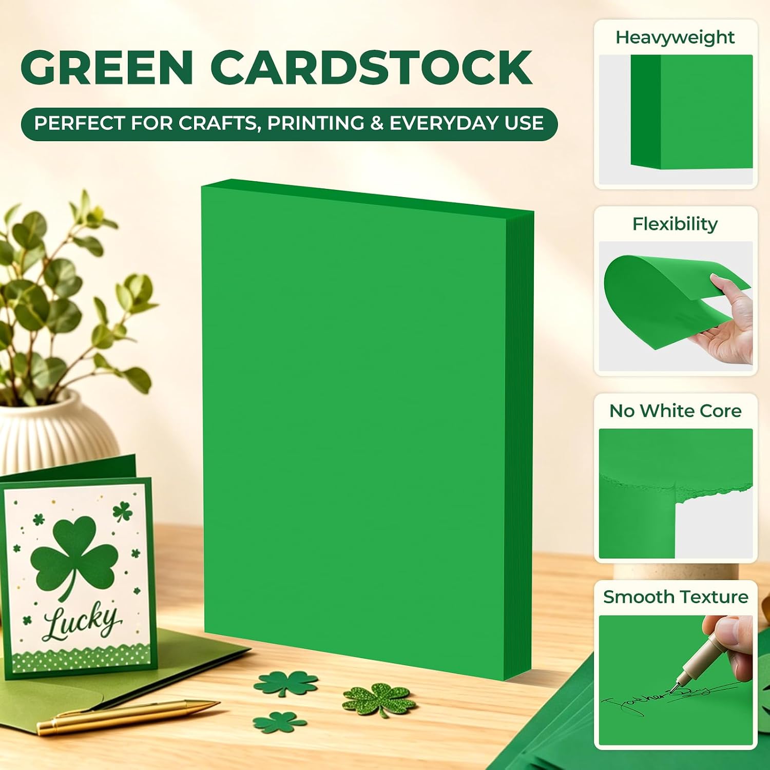 Detalle de Vishoitty Green Cardstock, 8.5 x 11, 75 lb, 40 Sheets