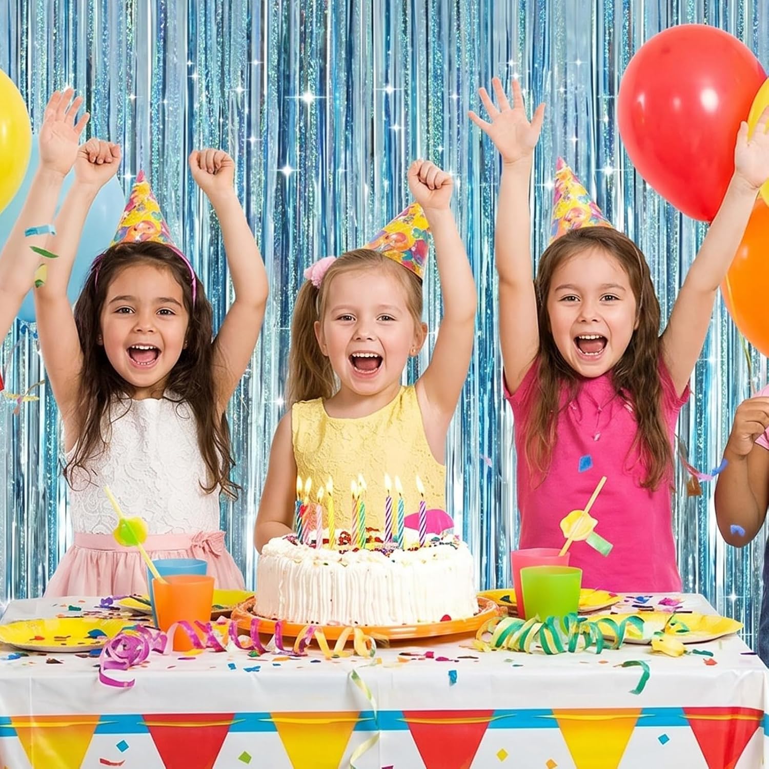 Thumbnail 4 de 2 Pack Party Backdrop Curtains – Glitter LightBlue, 3.2ft x 6.5ft