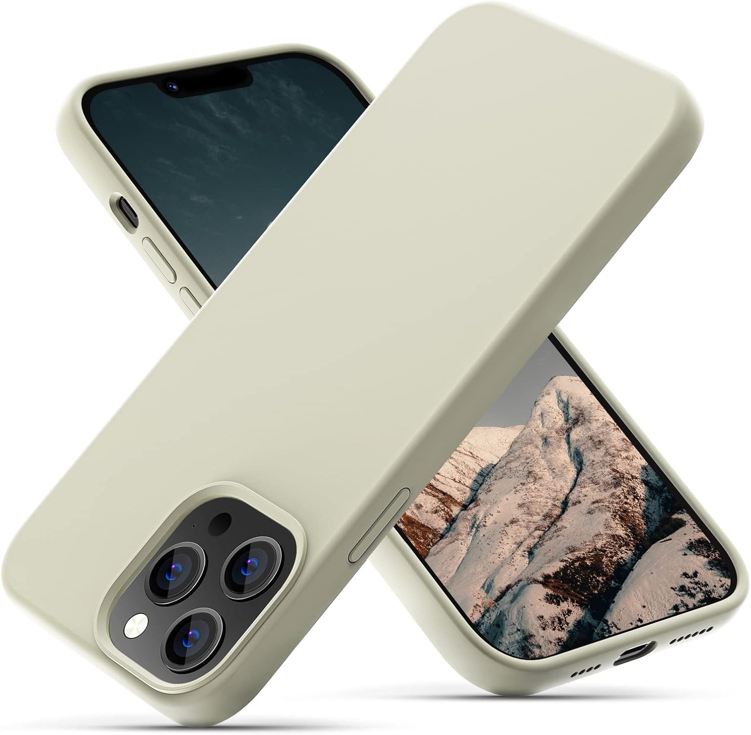 Detalle de OIIAEE Liquid Silicone Case for iPhone 13 Pro Max (6.7 inch) – Ultra-slim shockproof cover in Stone