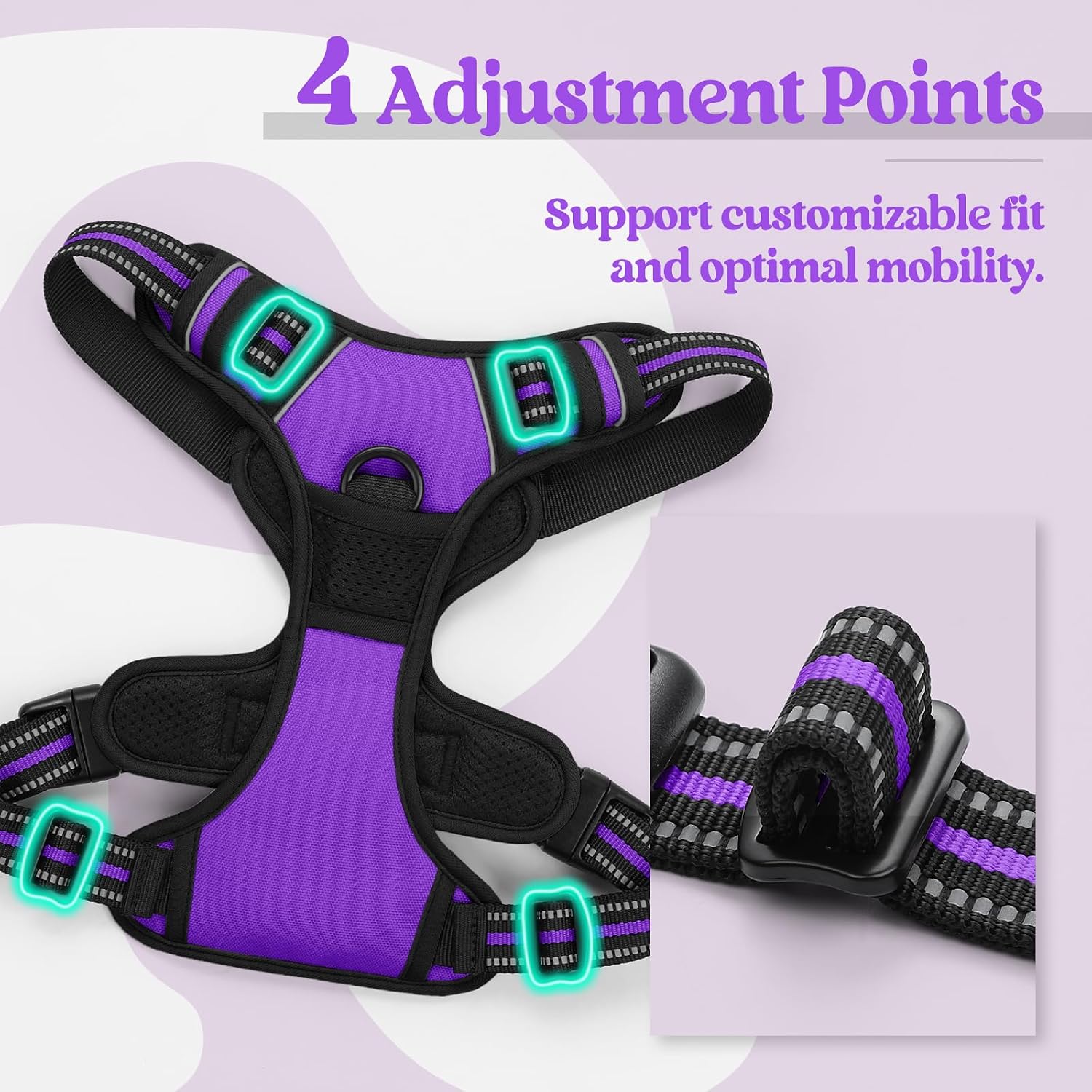 Thumbnail 4 de Rabbitgoo Dog Harness Medium No Pull with 2 Clips and Soft Padded Vest