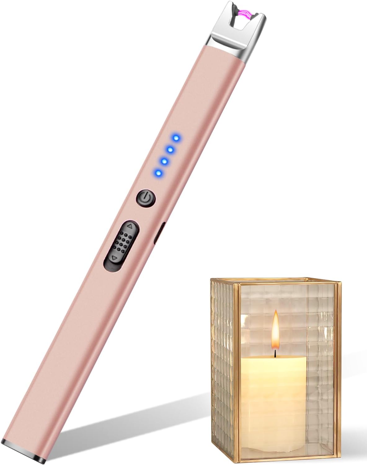Detalle de LcFun Stick elektrische boogaansteker, goud, USB-C en veiligheidsschakelaar