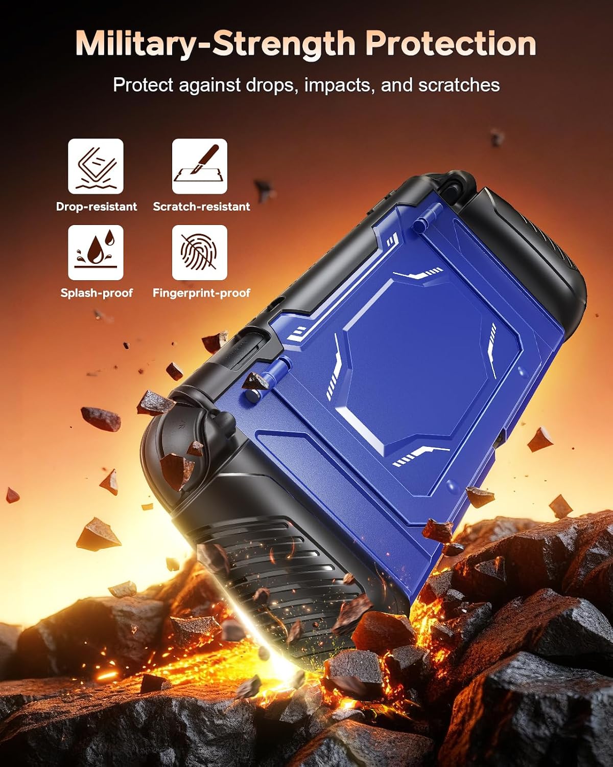 Detalle de FYOUNG Andockbare Schutzhülle für Nintendo Switch 2 – Militärqualität, abnehmbare Griffe, Frontabdeckung mit Ständer