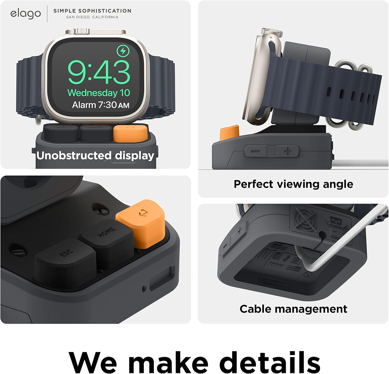 Thumbnail 5 de elago W9 Stand for Apple Watch Ultra and Galaxy Watch (charging dock holder) – silicone, cable not included