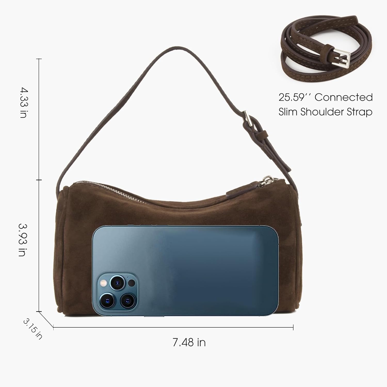 Detalle de DonnaIn Sac en Daim de Qualité Supérieure – Sac Bandoulière pour Femme en Daim, Petit Sac à Main en Cuir et Suède