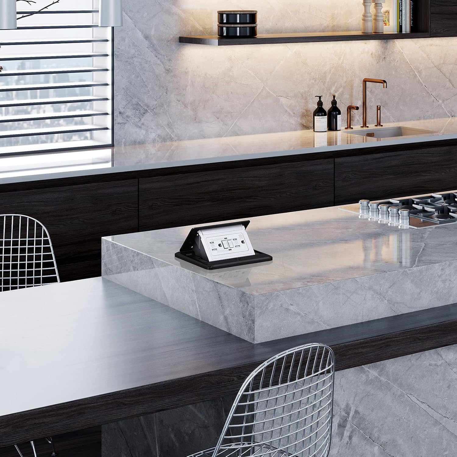 Thumbnail 6 de WEBANG Pop-Up Floor Outlet, 15 A GFCI, Black Stainless Steel Cover