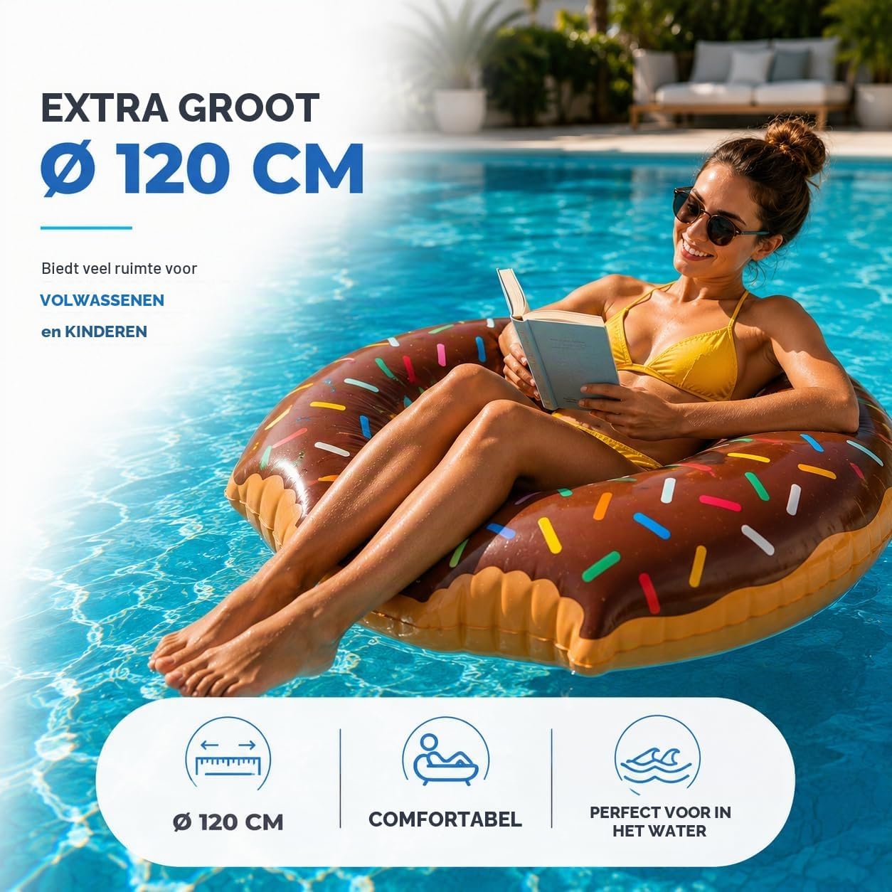 Detalle 2 de TK Gruppe Timo Klingler opblaasbare donut-zwemring met bekerhouder