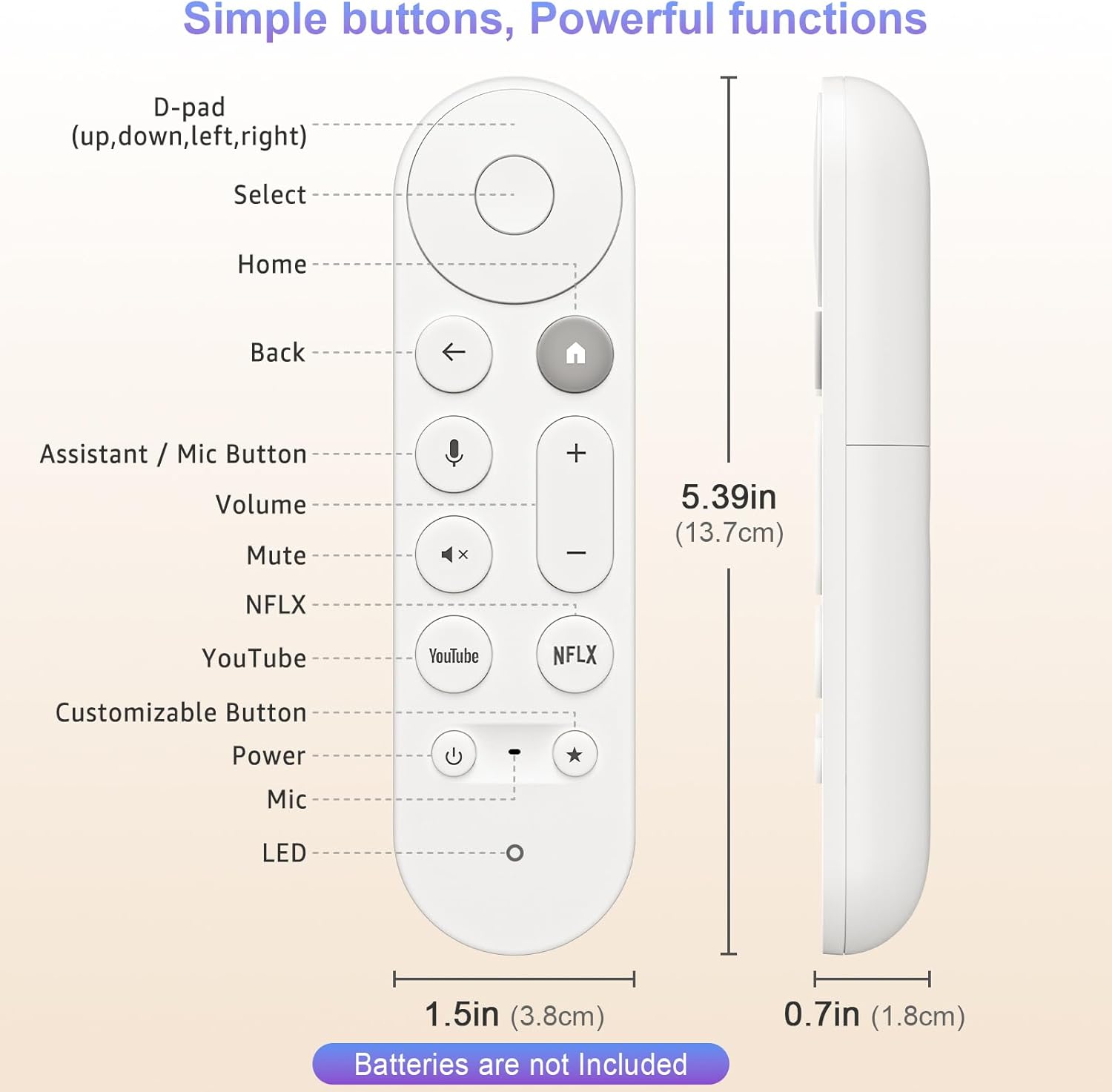Thumbnail 6 de Voice Remote Control for Chromecast with Google TV (Replacement for Google TV Streamer 4K/HD Remote)