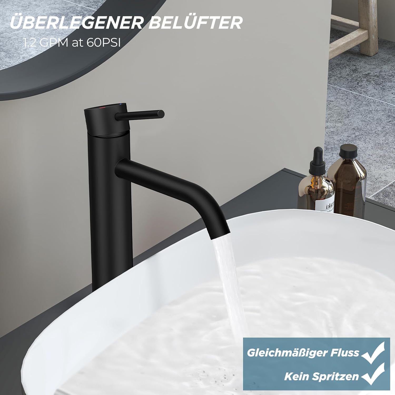 Detalle 2 de FORIOUS Wasserhahn Bad Hoch 190 mm