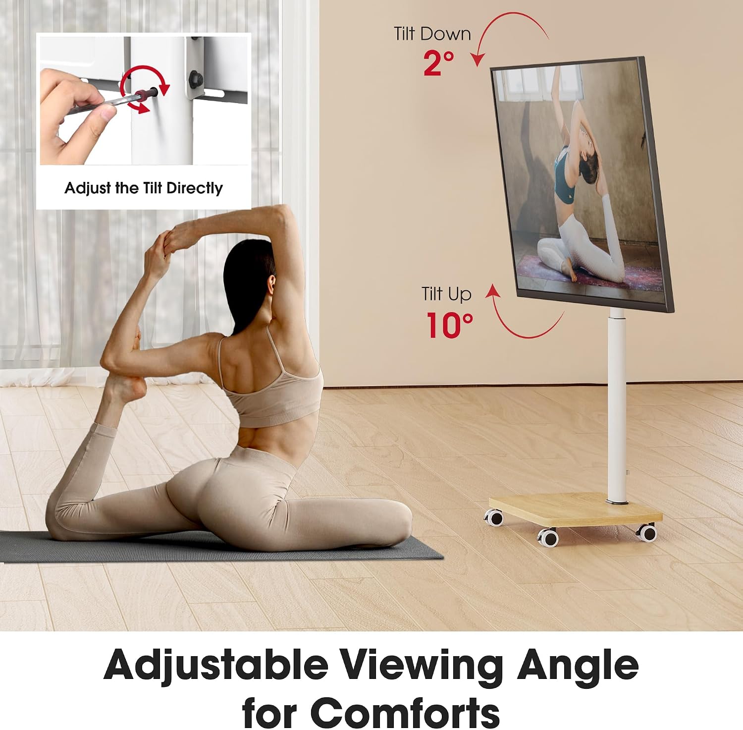 Detalle 2 de AOKCOS Rolling TV Stand for 32–65-Inch TVs