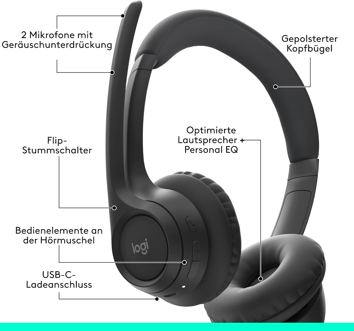 Thumbnail 5 de Logitech Zone 300 Wireless Headset Schwarz