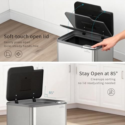 Detalle de mVm Kitchen Bin 80L: Stainless Steel Push Top Waste Bin with Odour Seal