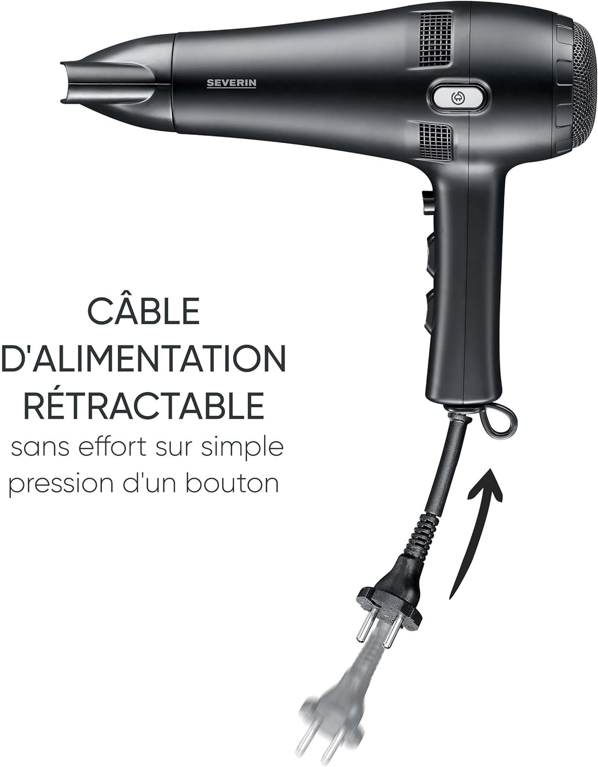 Detalle de Sèche-cheveux Severin HT 0165 avec câble rétractable et accessoires amovibles