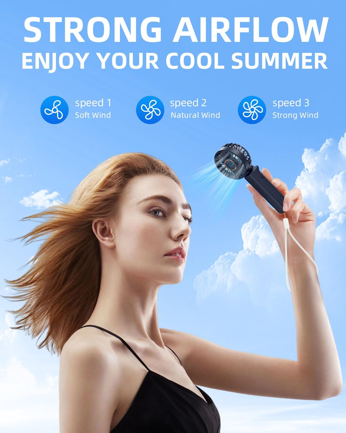 Thumbnail 6 de Hssio Portable Handheld Fan: 180° Foldable Mini Desk Fan with 1800mAh Battery