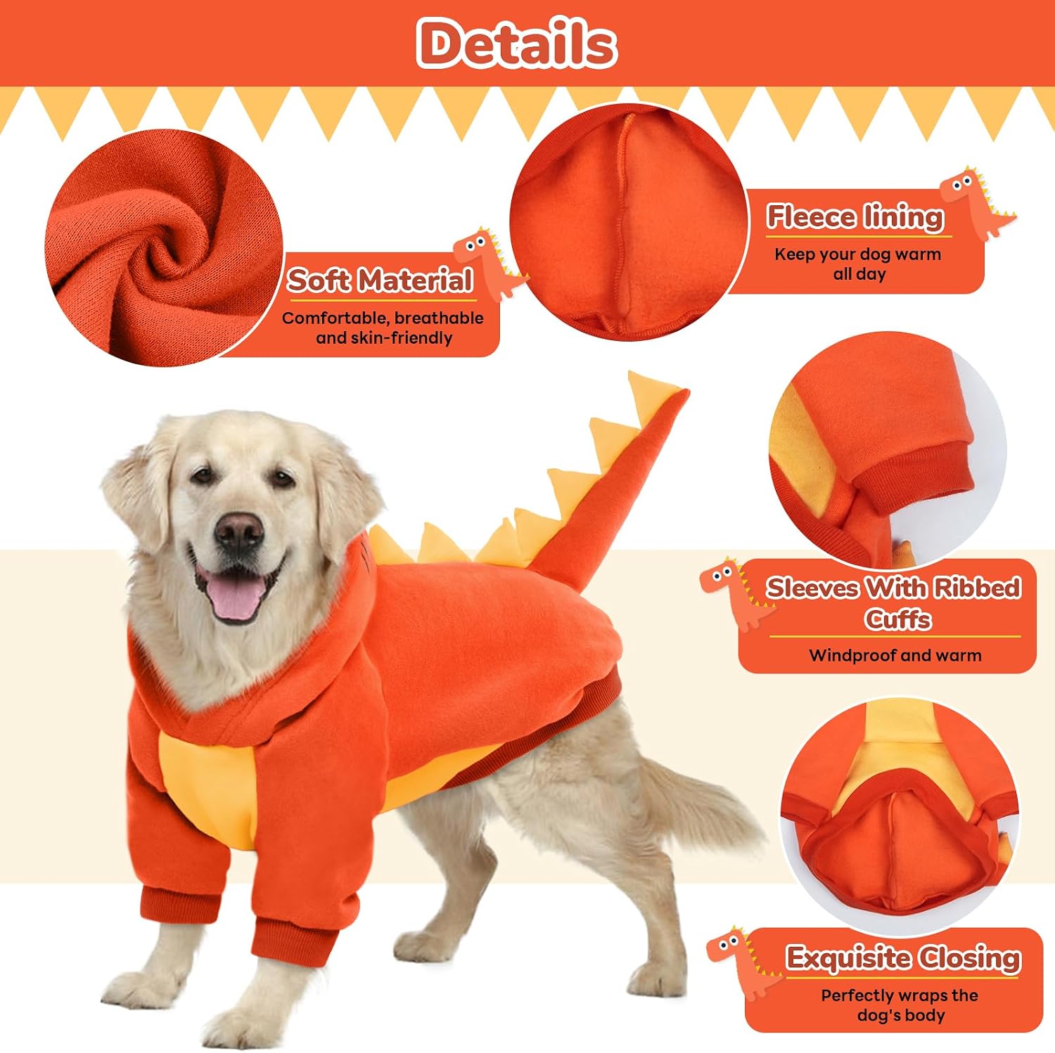 Detalle 2 de Lelepet Dinosaur Dog Costume for Large Dogs
