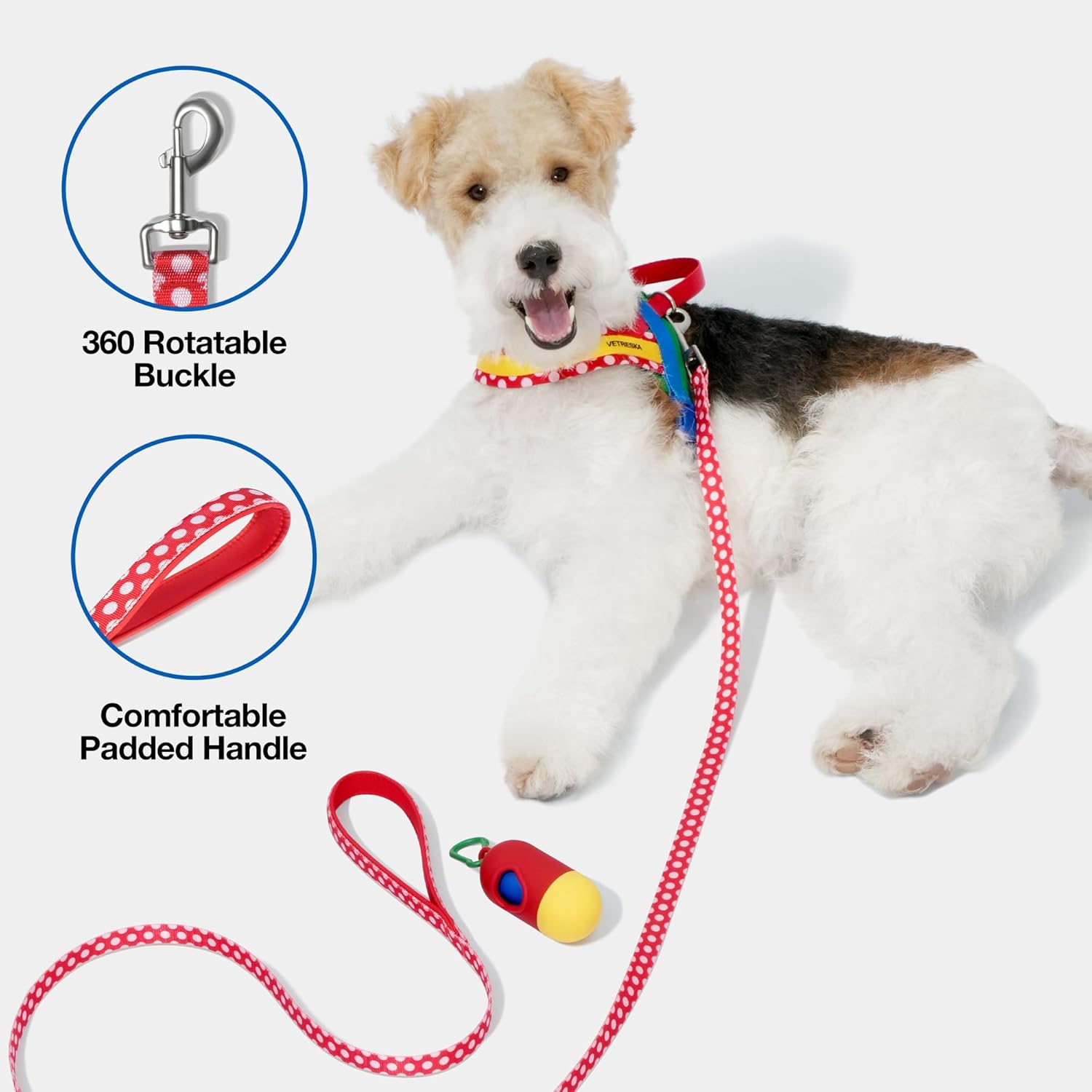 Thumbnail 1 de VETRESKA Dog Harness and Leash Set (XS, Red): No-Pull, Adjustable, 360° Tangle-Free Walk Training