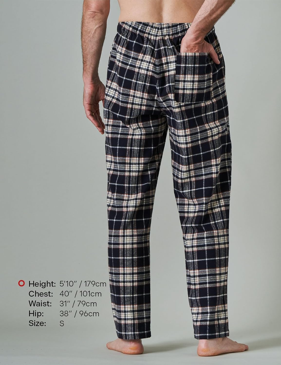 Detalle de LAPASA Herren Schlafanzughose karierte – M38 Baumwolle, M39 Baumwollflanell, M128 Fleece