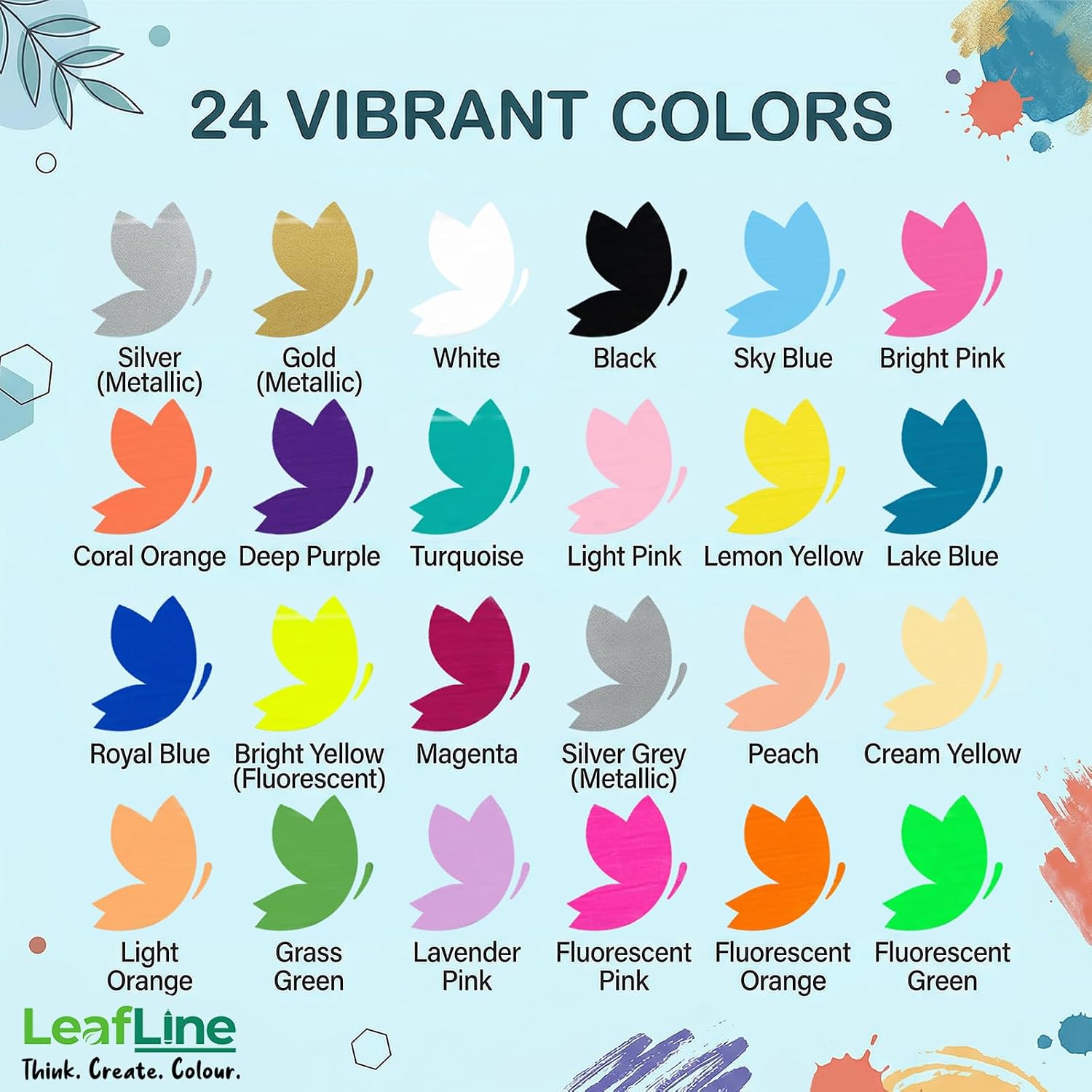 Detalle 2 de 24 Acrylic Paint Pens by LeafLine: Dual Tip Markers for Versatile Crafting