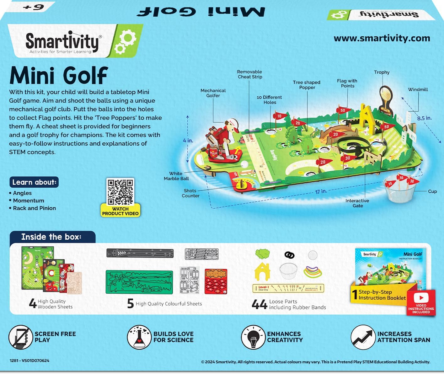 Thumbnail 6 de Smartivity DIY Mini Golf STEM Kit: Build a 10-Hole Course with a Mechanical Golfer