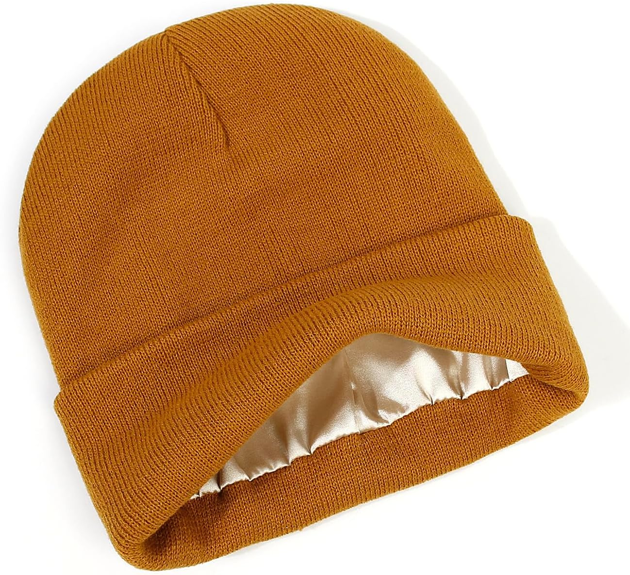 Thumbnail 3 de Malaxlx satin-lined knit beanie hat for winter – soft acrylic slouchy cuffed skull cap