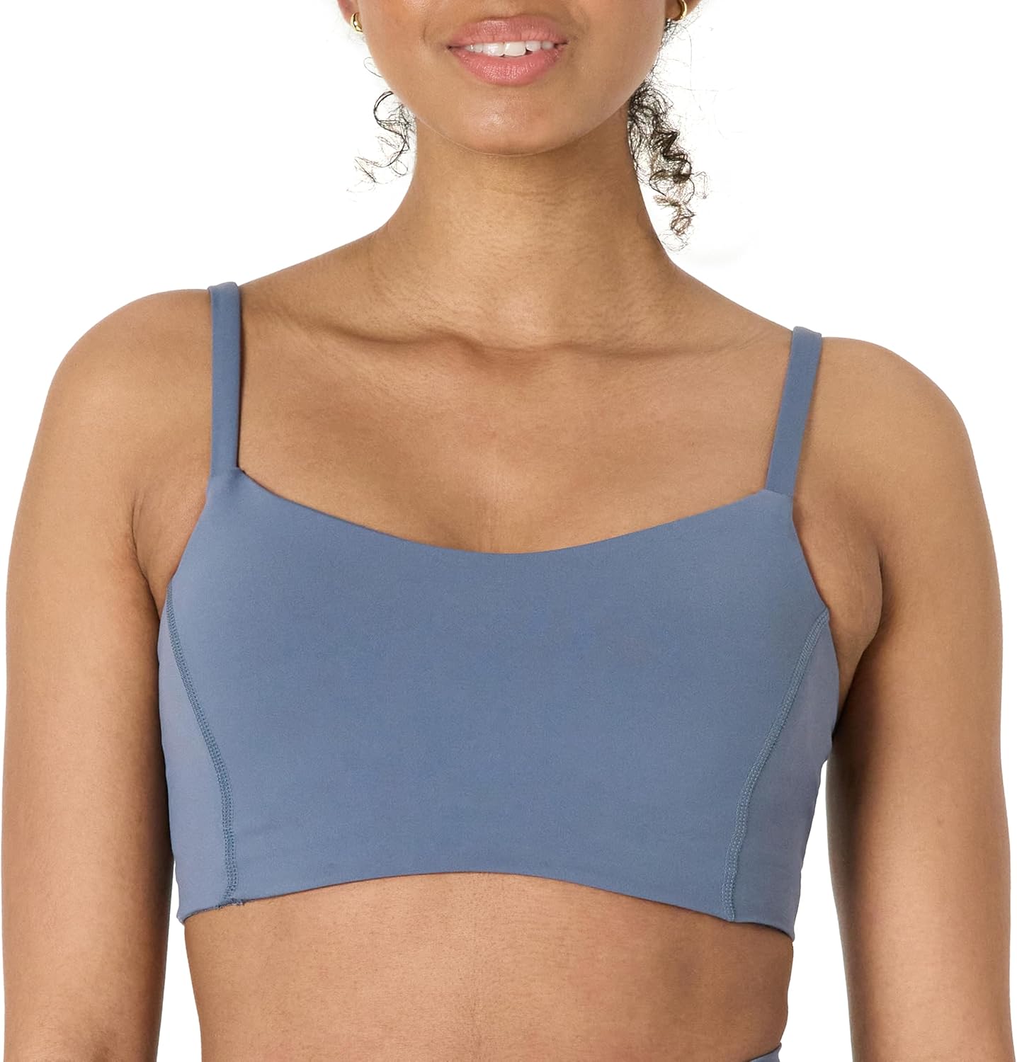 Detalle de Amazon Essentials Women's Active FormFlex Buttery Soft Light Support Sweetheart Neck Yoga Sports Bra
