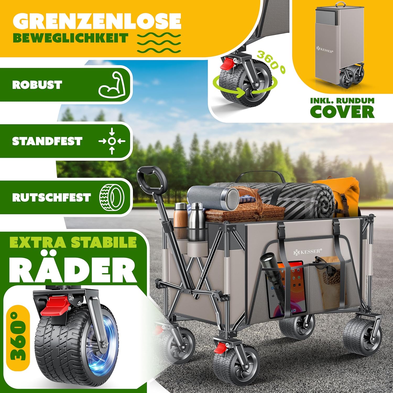 Thumbnail 2 de KESSER® Carro de mano GTR9000 🚚, 200 kg, plegable, resistente, con funda