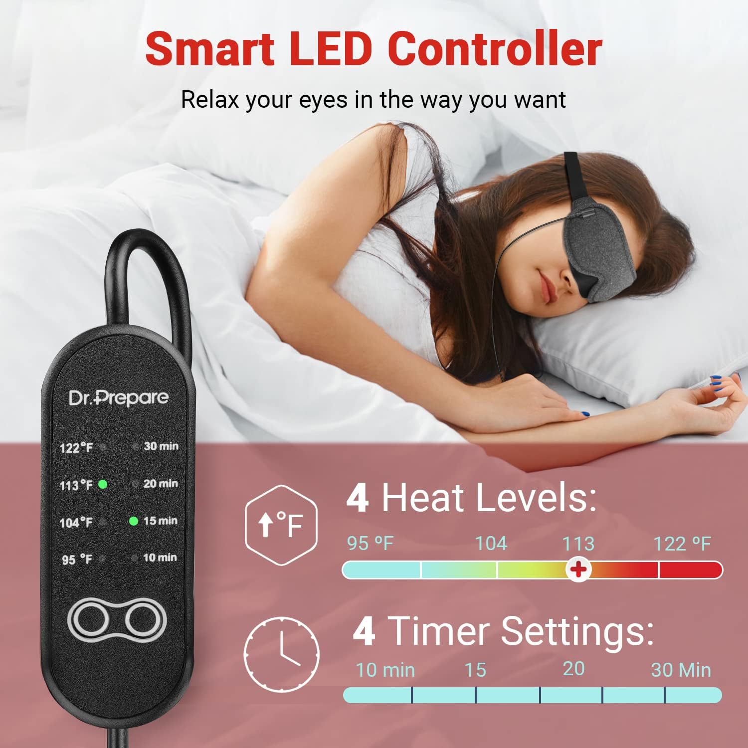 Thumbnail 2 de DR.PREPARE Heated Eye Mask: USB Cotton Eye Compress with Temperature & Timer Control