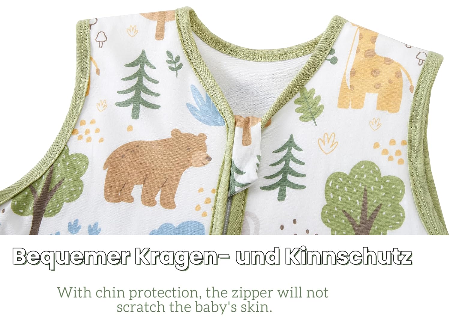 Detalle de Chilsuessy Schlafsack 1 Tog – Ganzjahres Baby Schlafsack aus 100% Baumwolle, 110 cm, Giraffe Motiv