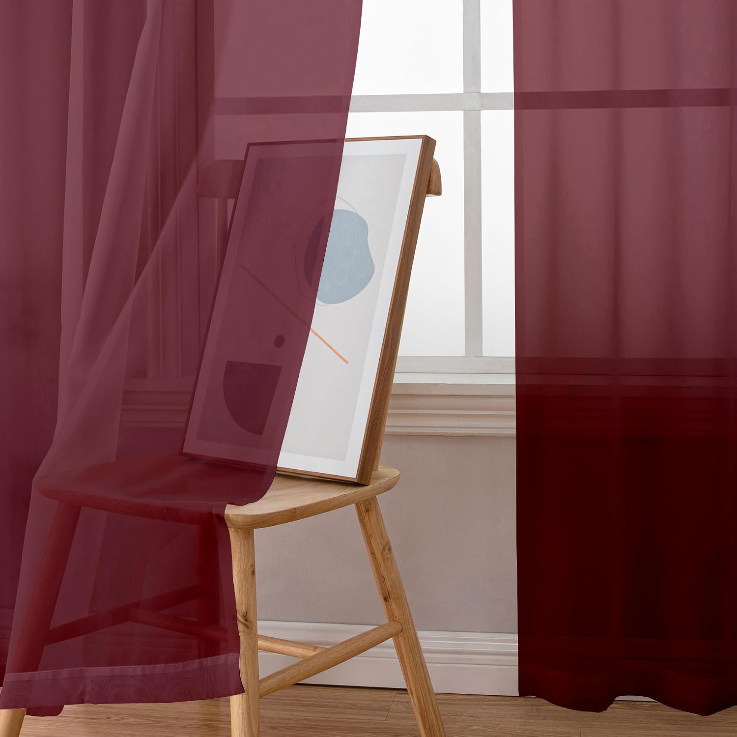 Detalle 2 de Simplebrand Red Sheer Curtains 84" Length 🪟