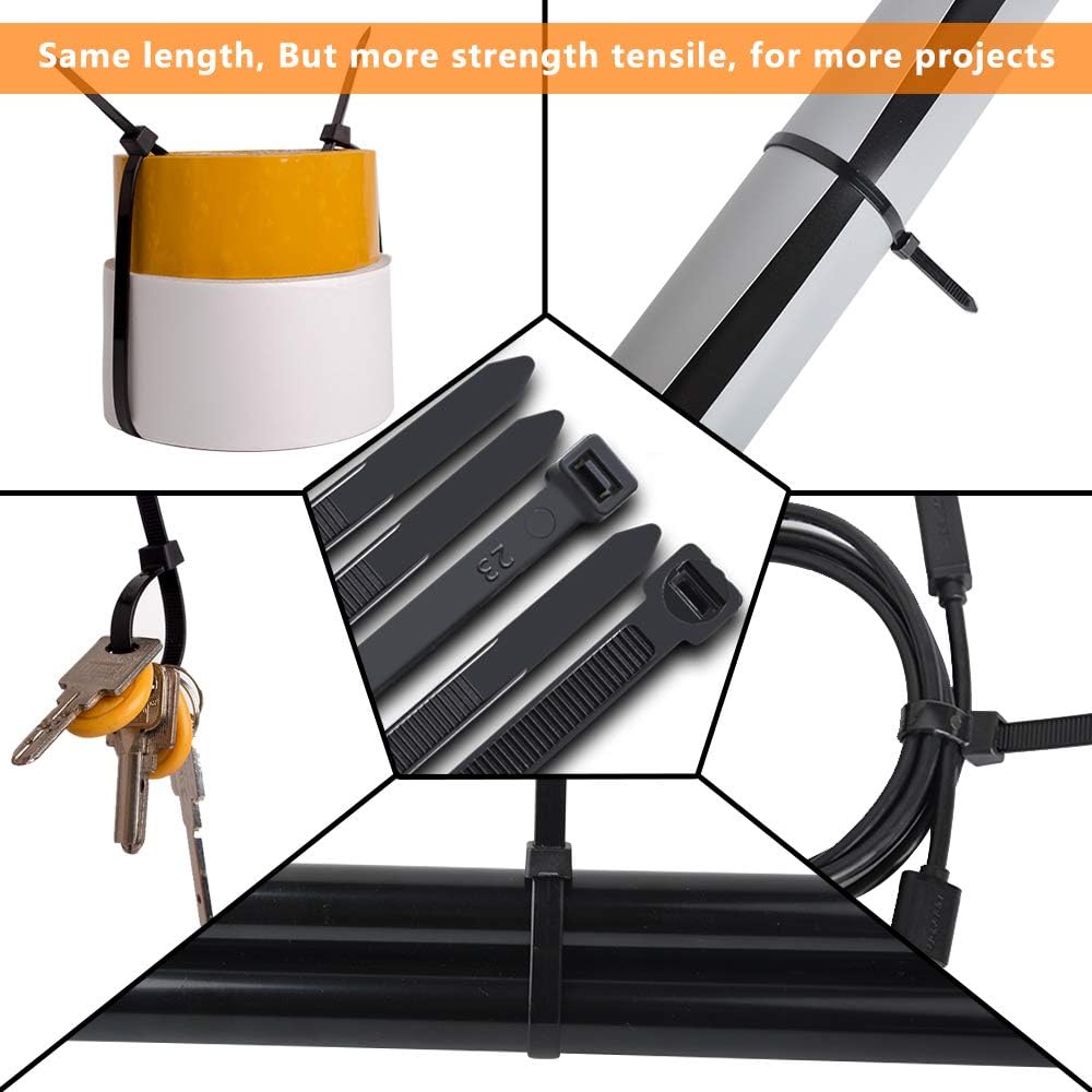 Thumbnail 6 de Cable Ties Black, 300mm x 7.6mm, 70 kg – Heavy Duty Nylon Zip Ties (100 Pieces)